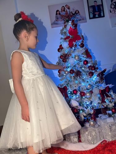 Satin Lace Tulle Flower Girl Dresses for Wedding Kids Princess Pageant Dress Pearls Bow Prom Ball Gowns Tutu Dress4