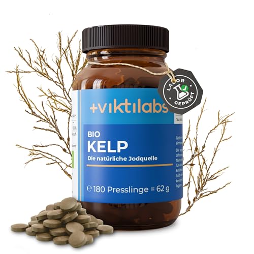 Bio Kelp - natürliche Jodquelle aus europäischen Wildalgen - sanfte Dosierung - 150 g Jod pro Pressling - 1 Pressling pro Tag - 180 vegane - ohne Zusatzstoffe
