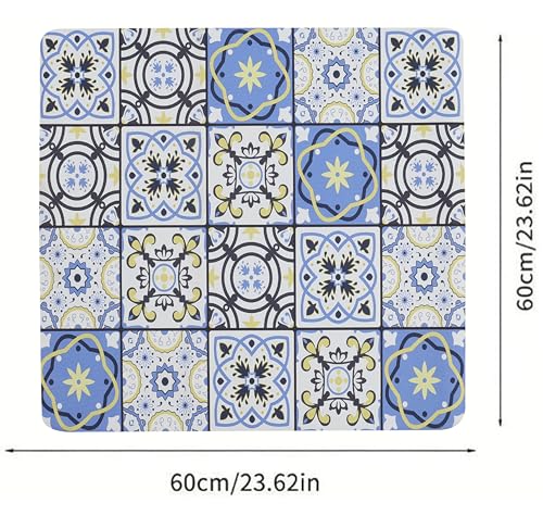 Image of HomeCloud Washing Machine Protective Mat for Top of Washer and Dryer - Non-Slip Waterproof Dust Cover for Laundry & Kitchen (60 x 60) (Blue Yellow)