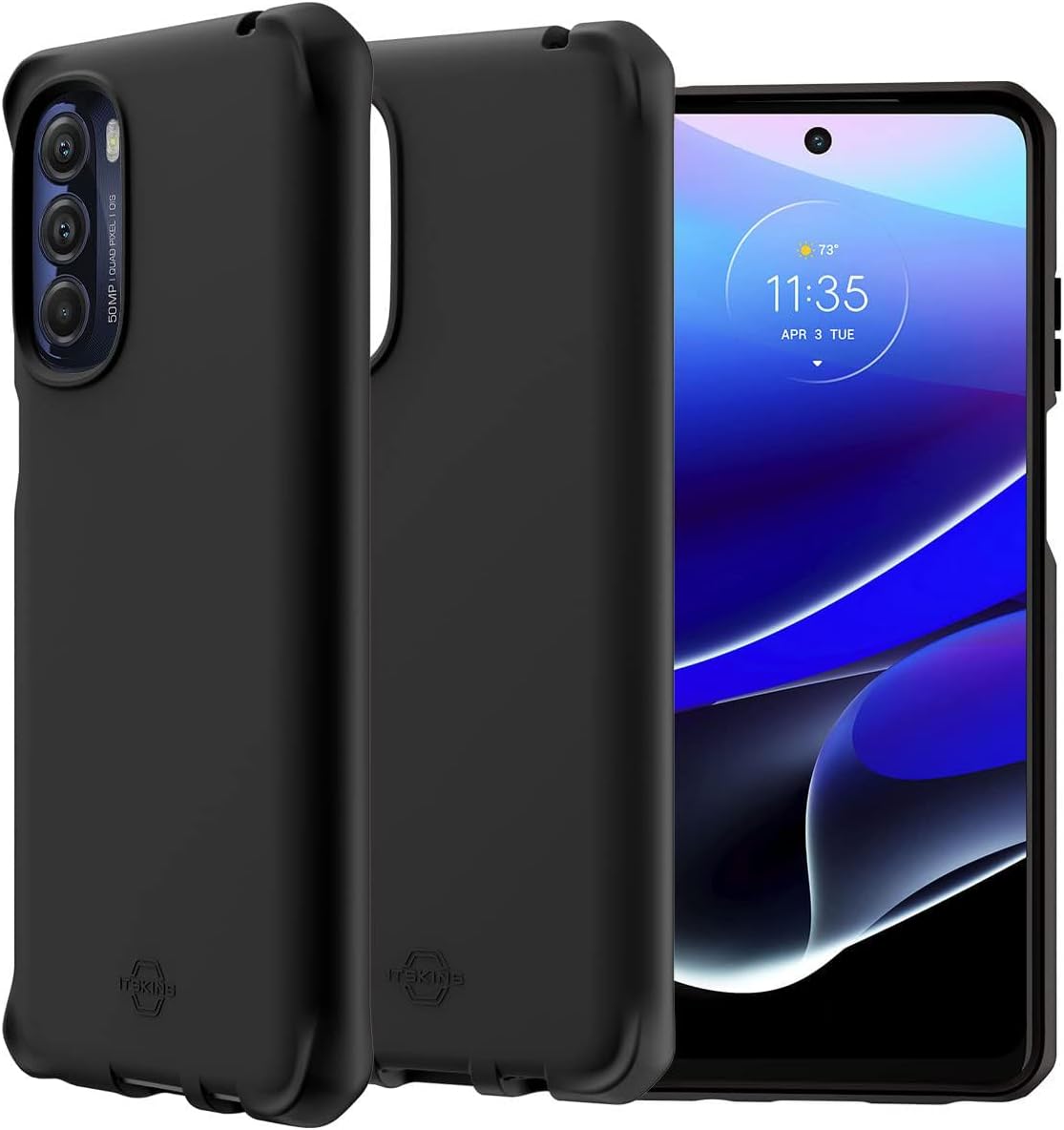 ITSKINS Hybrid // Silk Protective Phone Case Compatible with Moto G Stylus 5G 2022, Slim Hybrid Case, Anti-Slip and Heavy Duty Shockproof Cover, Military Phone Case - Black