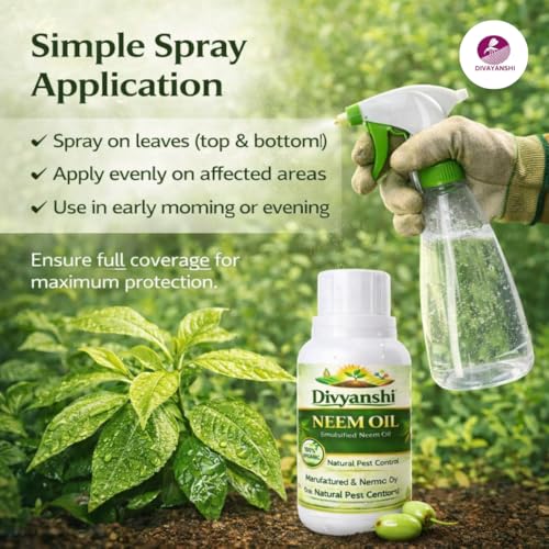 Image of Divayanshi Neem Oil for Plants | 100% Organic Cold Pressed Concentrate | Natural Insecticide & Pest Control Spray for Indoor & Outdoor Plants | Controls Aphids, Mealybugs & Fungal Issues-100ml