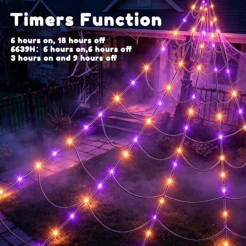 Yoniko Color Changing Halloween Lights Outdoor Spider Web 16.4FT 250 LED by Yoniko - Used condition - Image 5