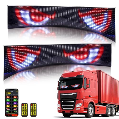 Image of 2PCS 36 inchx 7.5 inch Devil Eye Lights for Car LED Eyes for Truck Windshield, Animated LED Matrix Panel Sign, Flexible Programmable Digital Display for Car Window