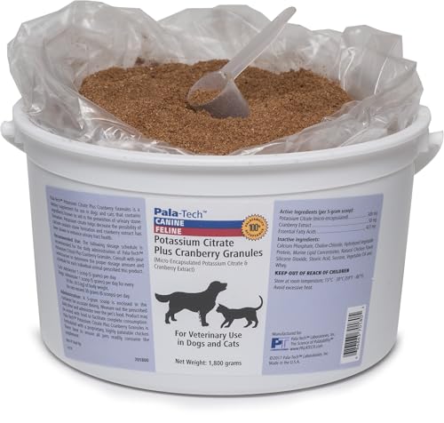 Pala-Tech Potassium Citrate Plus Cranberry Granules 1800 gm - Cat & Dog UTI Treatment - Dog Urinary Tract Supplements for Bladder Stone Prevention (Made in USA)