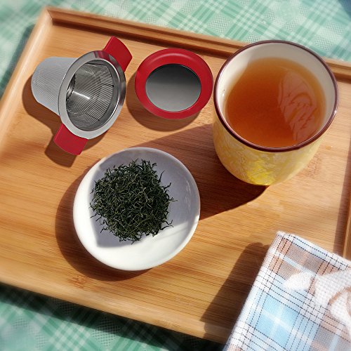 18/8 malla de acero inoxidable infusor de té colador de té con tamaño perfecto, doble asa y gran capacidad, SourceTon se… - Imagen 8