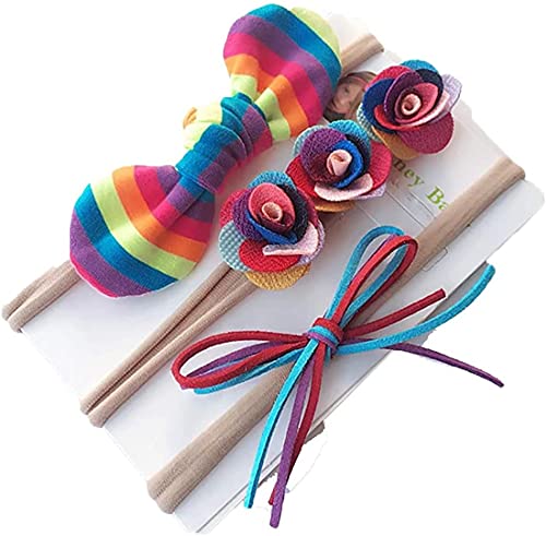 Image of BABYMOON Girl's Synthetic Turban Knotted Hairband - Multicolor - Pack of 3