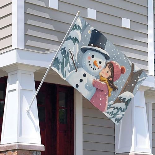Drapeau décoratif extérieur bonhomme de neige Noël 152x243 cm XL