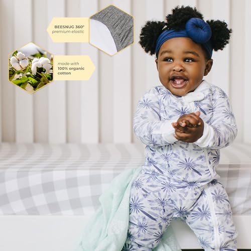 Image of Burt's Bees Baby Essential Organic Cotton Fitted Crib Sheet, Breathable for Boy Girl Standard Crib & Toddler Mattresses