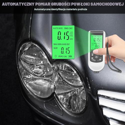 Miernik lakieru samochodowego, miernik grubości lakieru do samochodu, cyfrowy miernik grubości warstwy z podświetleniem tła wyświetlacza LCD, grubościomierz do pomiaru grubości lakieru w przemyśle