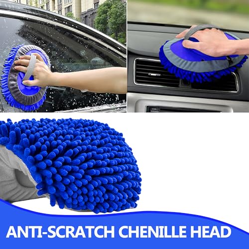 160cm 63” Long Handle Car Wash Brush Microfibre Extendable Cleaning Mop Mitt for Caravan Truck Van Tyre Window Wheel Roof 2 In 1 Interior Duster Remover Scratch Free Clean Product 3 Replacement Head - Image 5