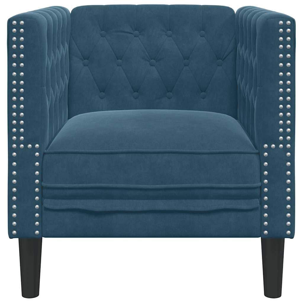 vidaXL Chesterfield Sessel, Loungesessel mit Knopfheftung, Polstersessel Relaxsessel für Wohnzimmer, Clubsessel Cocktailsessel Sofa, Blau Samt