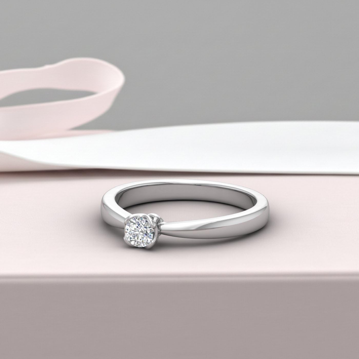 1/4 Carat Diamond Solitaire Engagement Ring Band in 14K Gold
