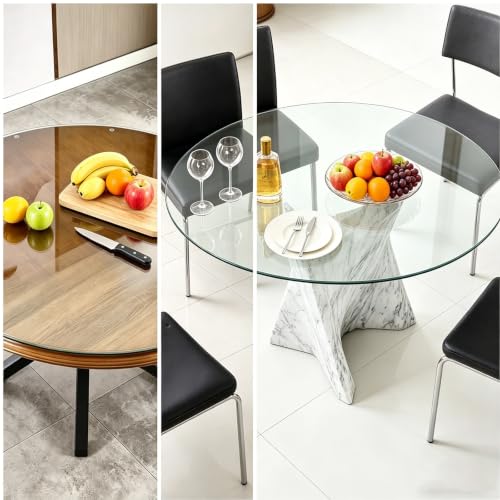 Plateau de table en verre transparent épais et design arrondi de 50 cm - 7