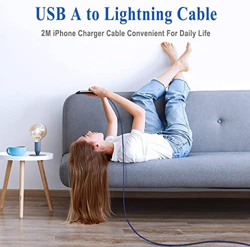 iPhone Charger, 2Pack 2M iPhone Charger Cable MFi Certified Lightning Cable Nylon iPhone Cable Lead Fast iPhone Charging Cable for iPhone 13 12 11 Pro Max Mini XR XS Max X 10 8 7 6 Plus 5 5s SE,iPad