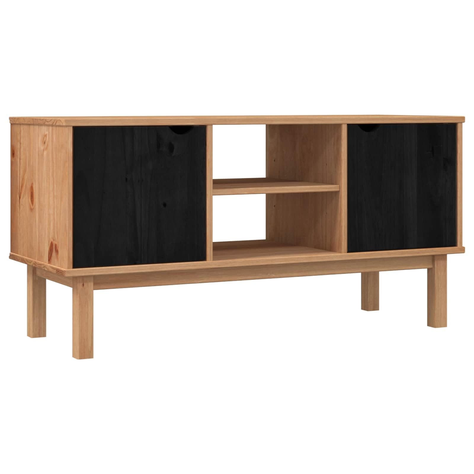 Meuble TV en pin massif OTTA noir au design scandinave haut de gamme