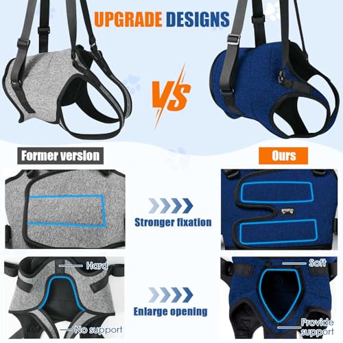 SlowTon Dog Lifting Harness - Support Slings for Back Legs with Handle, Soft Adjustable Recovery Mobility Aids for Senior, Injured, Disabled and After ACL Surgery Rehabilitation Medium Large Dogs - Image 3