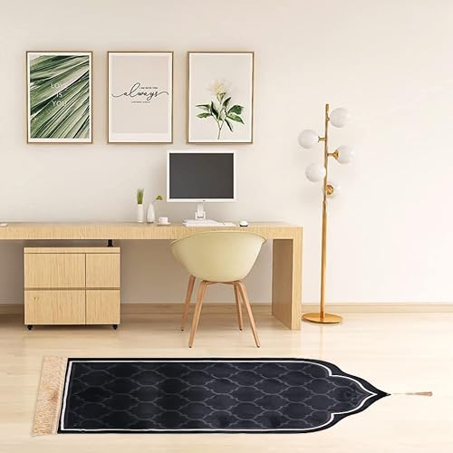 Miniatura 2 de Alfombra de oración musulmana de franela islámica portátil para oración musulmana, plegable, alfombra islámica turca impresa con borlas, ligera,