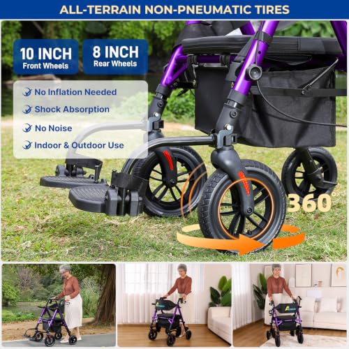 Image of Akoasm Foldable Walkers for Seniors with Seat, Rollator Wheelchair Combo