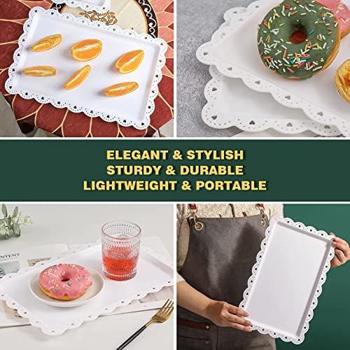 Serving Tray Food Tray for Fast Food | Snack | Fruit | Dessert - Plastic Trays Serving Platter for Kitchen | Cafeteria | Restaurant | Party | 14 x 9 Inches  8 Pack