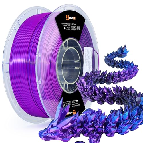 Image of LOVOON 3D PLA Printer Filament 1.75mm, Silk Tricolors PLA Blue /Black /Purple, Magical Multicolor Changing by Angle 3D Printing Filament, Filament Pla Fit Most 3D Printer& 3D Pen, 1kg(2.2lbs) /Spool