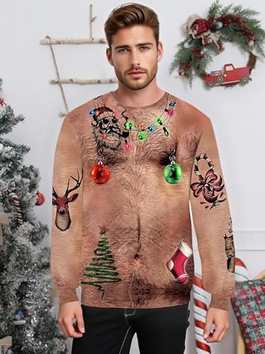 Ntswzys Unisex Adult Ugly Christmas Sweatshirt 2025 Crewneck 3D Printed Funny Sweatshirts Long Sleeve Holiday Pullover Top 2 Ntswzys Unisex Adult Ugly Christmas Sweatshirt 2025 Crewneck 3D Printed Funny Sweatshirts Long Sleeve Holiday Pullover