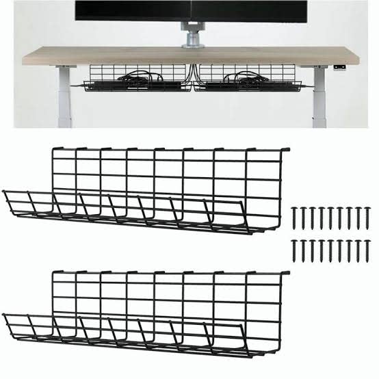 Tisany®Under Desk 16 inch Cable Management Wire Rack, Power Strip Holder, Cord Organizer, Wire Management Tray for Office and Home, White (Black - Single Piece) (Black - Set of 2) (B0B96QTWT4) Amazon Price History, Amazon Price Tracker