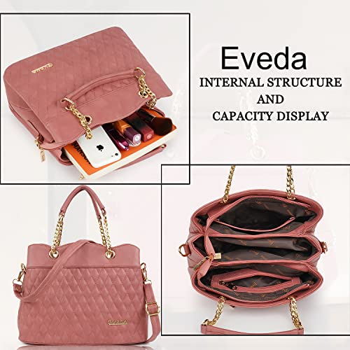 Image of EVEDA Synthetic Vegan Leather Classic Chain Strap Top Handle Handheld Shoulder Crossbody Water Resistant Handbag For Women