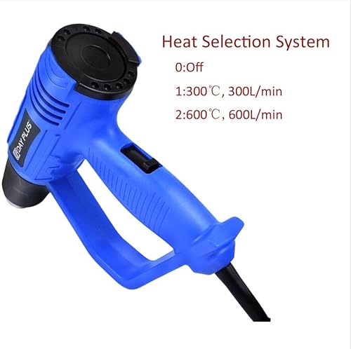 2000W Heat Gun with 3 Nozzles, 2 Temperature Setting, 300°C/ 600°C, Professional Hot Air Gun to Remove Paint, Varnish, Dissolve Adhesives, Shrinking PVC, DIY, Home Improvement & Restoration, Red 3 2000W Heat Gun with 3 Nozzles, 2 Temperature Setting, 300°C/ 600°C, Professional Hot Air Gun to Remove Paint, Varnish, Dissolve Adhesives, Shrinking PVC, DIY, Home Improvement & Restoration, Red - Image 3
