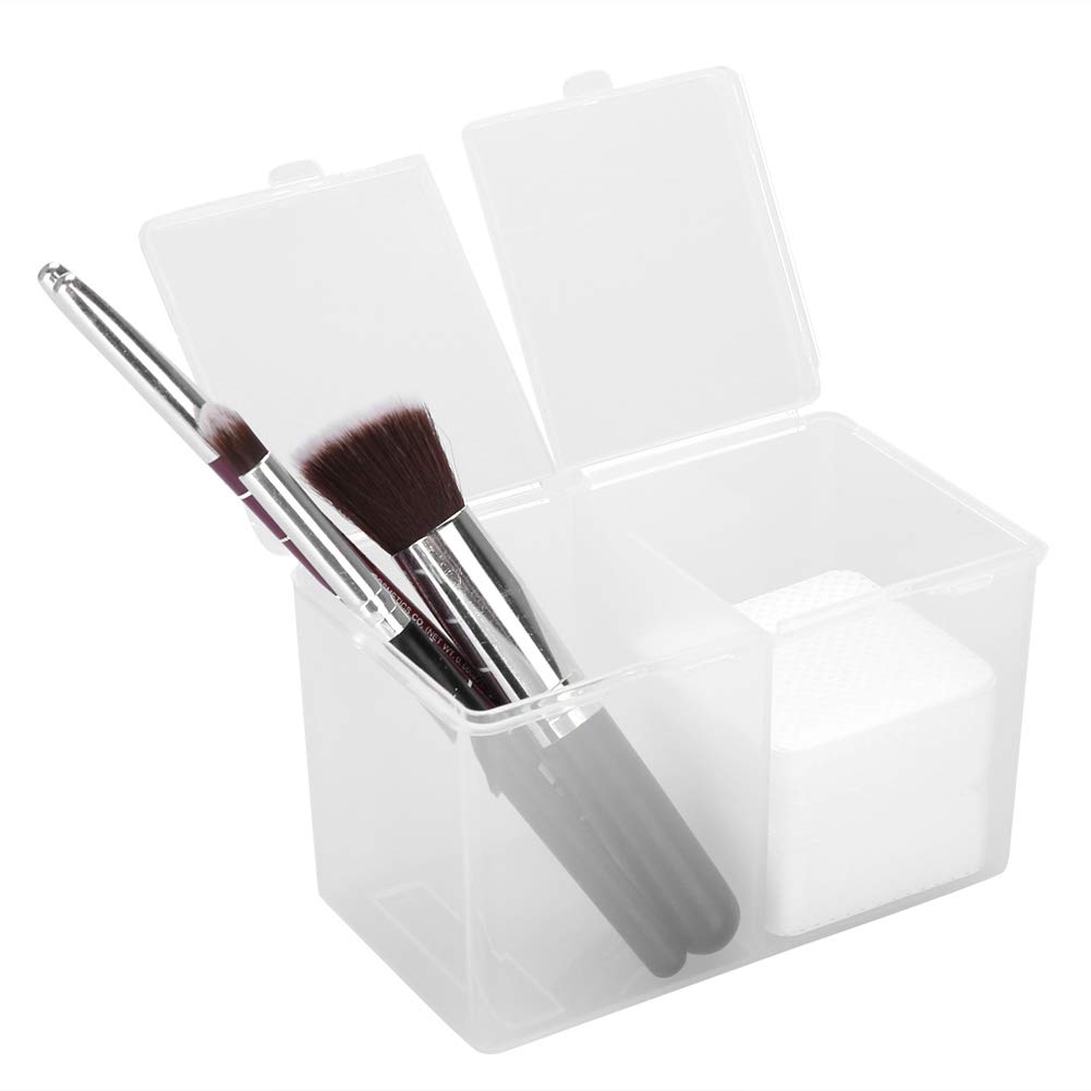 Cotton Pad Holder, 2 Grids Cotton Swabs Makeup Container Nail Polish Glitter Powder Organizer Storage Box for Gauze Cotton Ball Home Office supplies (4.9 * 2.8 * 3.0 inch)