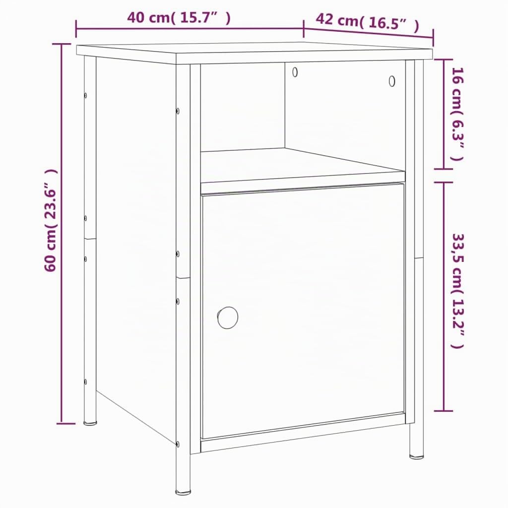 vidaXL Tables de Chevet 2 pcs, Armoires de Nuit avec Rangement, Armoires de Lit, Tables de Nuit Chambre à Coucher, Industriel, Sonoma Gris Bois Ingénierie