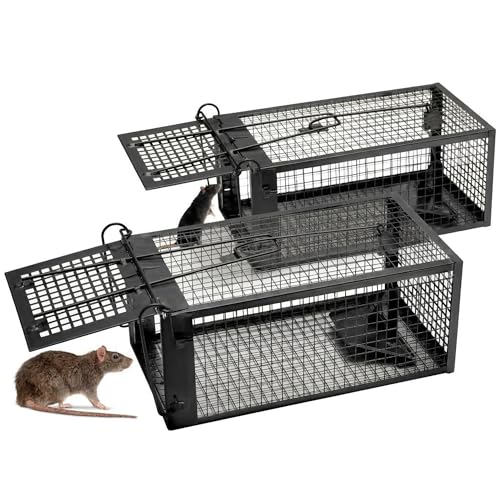 Techspace Rat and Squirrel Cage Humane Live Multi-Catch Trapsfor Rats Mouse &Mice Effective Quick Strong Rat Cage Trap Great for Outdoor & Indoors Easy to Set Up (2Pack)