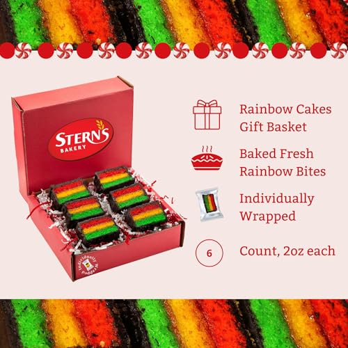 Rainbow Cake Gift Basket | Individually Wrapped Italian Rainbow Cookies | Christmas Food Gifts, Holiday Desserts | Corporate Gift Basket for Men Women Family | Kosher & Nut Free | Stern’s Bakery - Image 3