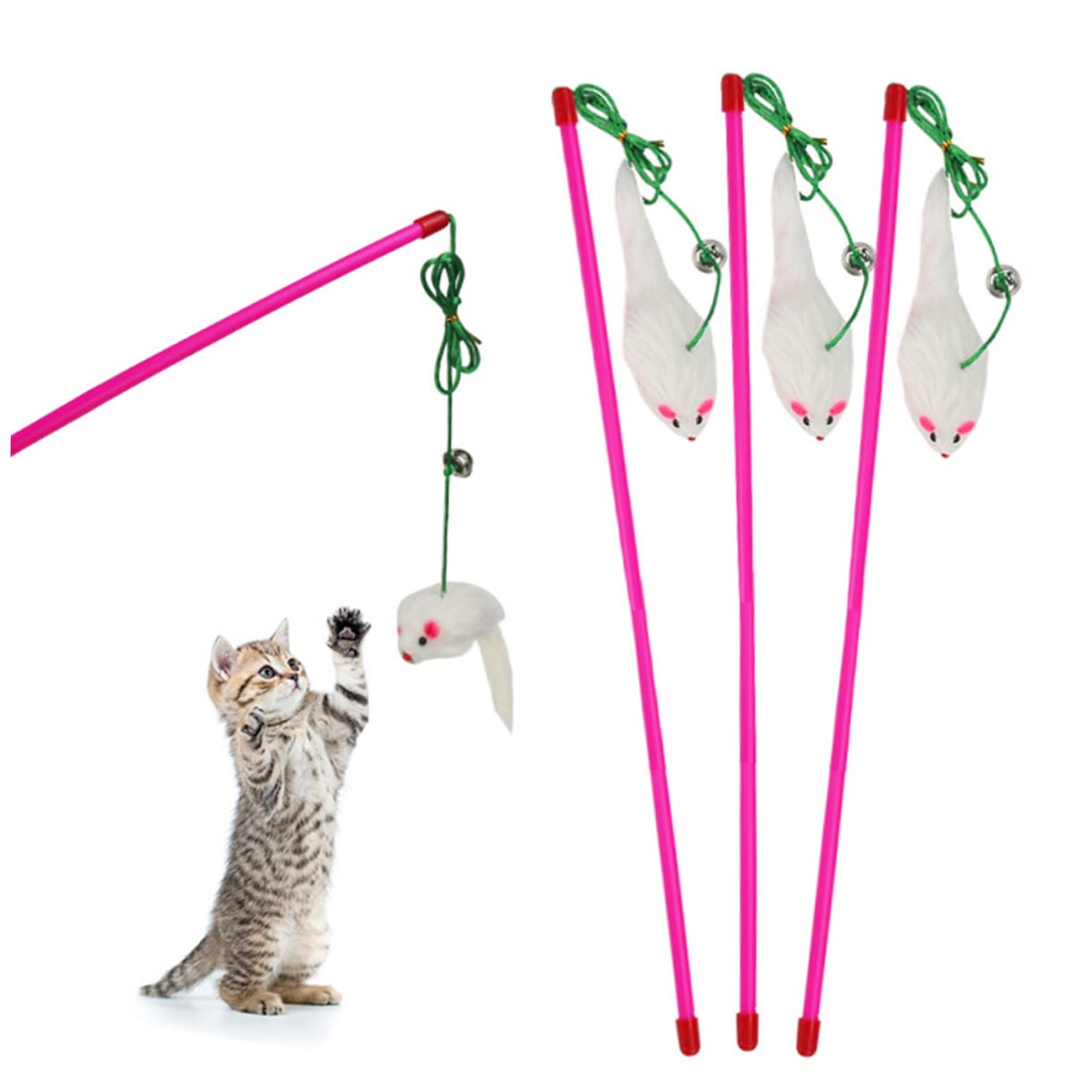 DOITOOL 15stücke Teiliges Katzen-Spielzeug Plüsch- -Teaser Interaktiv Für Kitten Farben Zufällig Stabspielzeug Für Gesunde Und Aktive Katzen