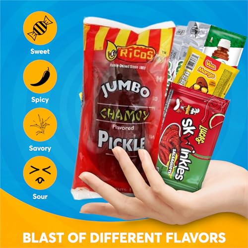 Chamoy Pickle Kit by CHRONOS 12 Piece Kit includes Jumbo Ricos Chamoy pickle, Skwinkles Watermelon Flavor, Lucas Gusano (tamarind), Lucas Polvos (chamoy), Lucas Polvos (mango), Mango Chili Lollipop, Tajin Packet, Two Fruit Roll Ups (strawberry and tropica - Thumbnail 4