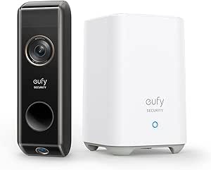 eufy security Video Doorbell Dual Camera (Battery-Powered) with HomeBase, Wireless Doorbell Camera, Dual Motion and Package Detection, 2K HD, Family Recognition, No Monthly Fee, 16GB Local Storage