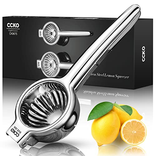 Image of CCKO Lemon Lime Squeezer Stainless Steel Manual Juicer Extra Large Heavy Duty Citrus Juicer Hand Press Max Extraction Fruit Juicer for Oranges Lemons Limes