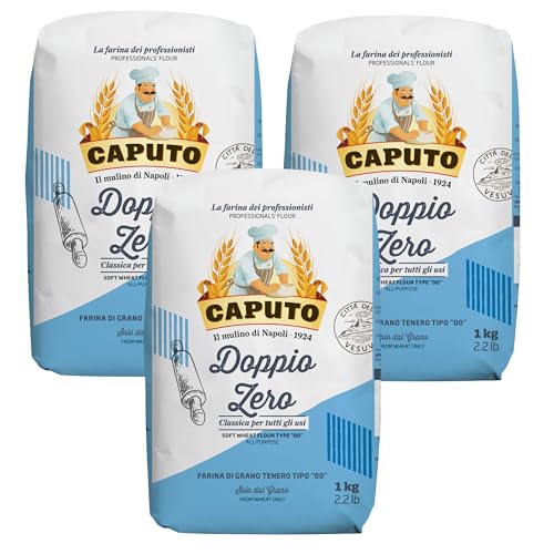 Caputo Doppio Zero 1 kg – Harina de Trigo Tipo 00 Italiana para Pizza Napolitana, Pasta y Pan Casero – Molino Caputo - Pack Laborawi (x3)