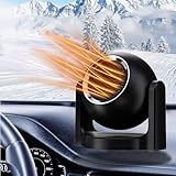 Calentador de coche, 12 V 150 W, ventilador de calefacción y refrigeración 2 en 1, ventilador portátil con enchufe para encendedor de cigarrillos, giratorio de 360 grados