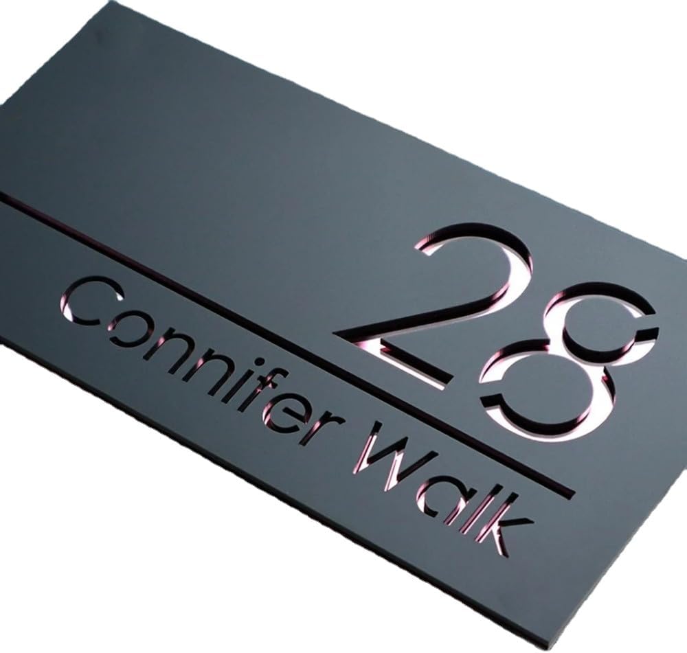 WOMB Customized Sign,Outdoor House Numbers Plate, Personalized House Number Plaque Acrylic Laser Cut Home Number (13x46cm (5x18.1in))