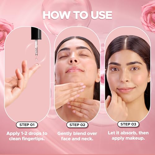 Image of Hilary Rhoda Smooth Blur Primer Serum for face | Pore Minimizer | Niacinamide Infused | Hydrating Makeup Primer | Smooth & Glowing Skin | (Rose Shade 01) - 30ml