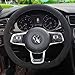 LUOERPI Black Suede Steering Wheel Cover，for Volkswagen Golf 7 GTI Golf R MK7 Polo GTI Scirocco 2015 2016-Hand-stitched Steering Wheel Cover
