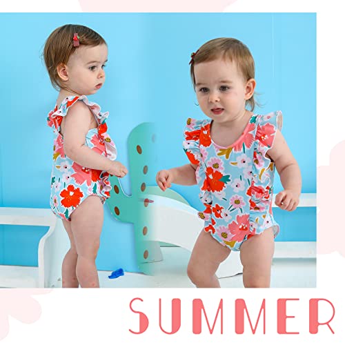 Newborn Baby Girl Ruffle Swimsuit Infant Toddler One Piece Floral Bikini Beach Bathing Swimwear Set2