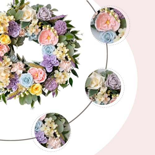 TEMPUS-Spring-Summer-Wreath-for-Front-Door-22-Inch-Artificial-Floral-Wreath-with-Roses-Peonies-Hydrangeas-Leaves-for-Door-Wall-Decoration-Wedding-Party-Home-Farmhouse-Decoration TEMPUS Spring Summer Wreath for Front Door 22 Inch Artificial Floral Wreath with Roses Peonies Hydrangeas Leaves for Door Wall Decoration Wedding Party Home Farmhouse Decoration