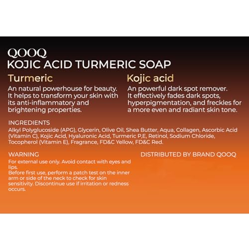 QOOQ Turmeric Kojic Acid Soap for Dark Spots Remover – Facial Cleansing Bar with Vitamin C - image 9