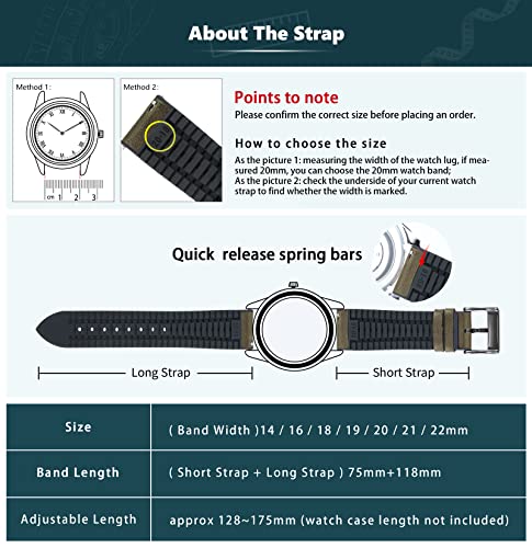 Image of BINLUN Leather Watch Band 14mm 16mm 18mm 19mm 20mm 21mm 22mm Quick Release Premium Oil Wax Leather and Breathable Silicone Hybrid Watch Bands Replacement Strap for Men Women