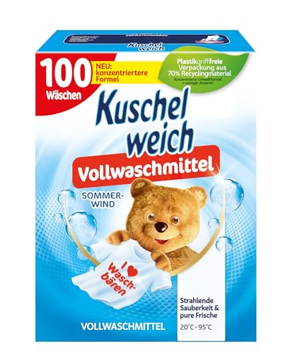 Kuschelweich Vollwaschmittel Pulver - für 100 Wäschen, hautverträglich, mikroplastikfrei, vegan - 5,5 kg - Sommerwind