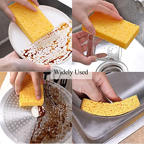 Natürliche Spülschwämme komprimiertem,Scrub Schwamm Küche Compressed Wood Pulp Sponge Wipe, Kratzfeste Schwämme für die Küche und den Haushalt (10 Stück)