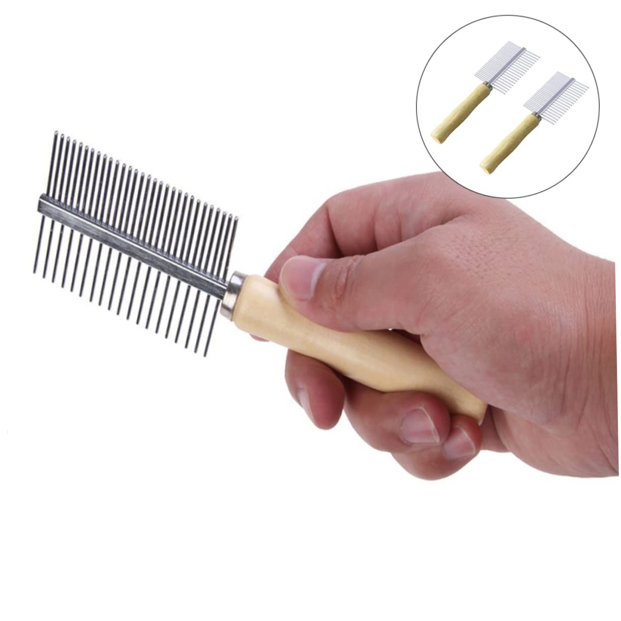 SUPVOX Pet Grooming Tool 2pcs Wooden Natural Comb Fine Teeth Pet Combs for Easy Tangle Removal