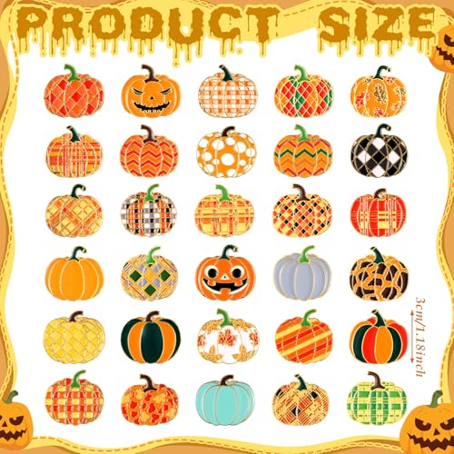 Image of Landical 30 /60 Pcs Cute Enamel Pins Bulk Plant Flower Animal Halloween Gothic Fall Pumpkin Cartoon Lapel Pin Brooches Jewelry Gift for Backpack Clothes Hats Accessories