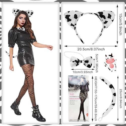 GAROMIA Dalmatiner Kostüm Set 4 Stück Dalmatiner Ohren Hund Schwanz Fliege Socken Tier Kostüm Set Hunde Fasching Party Halloween Zubehör für Damen Kinder Cosplay Maskerade Schwarz Weiß